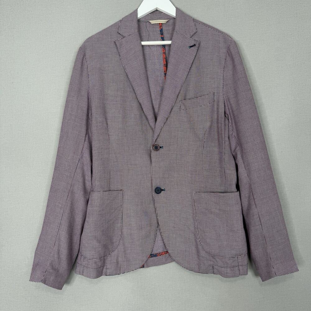 BOB Blazer Jacket Mens IT 50 Blue‎ Check Print Tailored Sport Coat Made in Italy